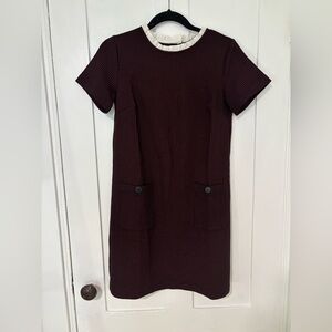 LOFT Burgundy and Cream Mini Dress